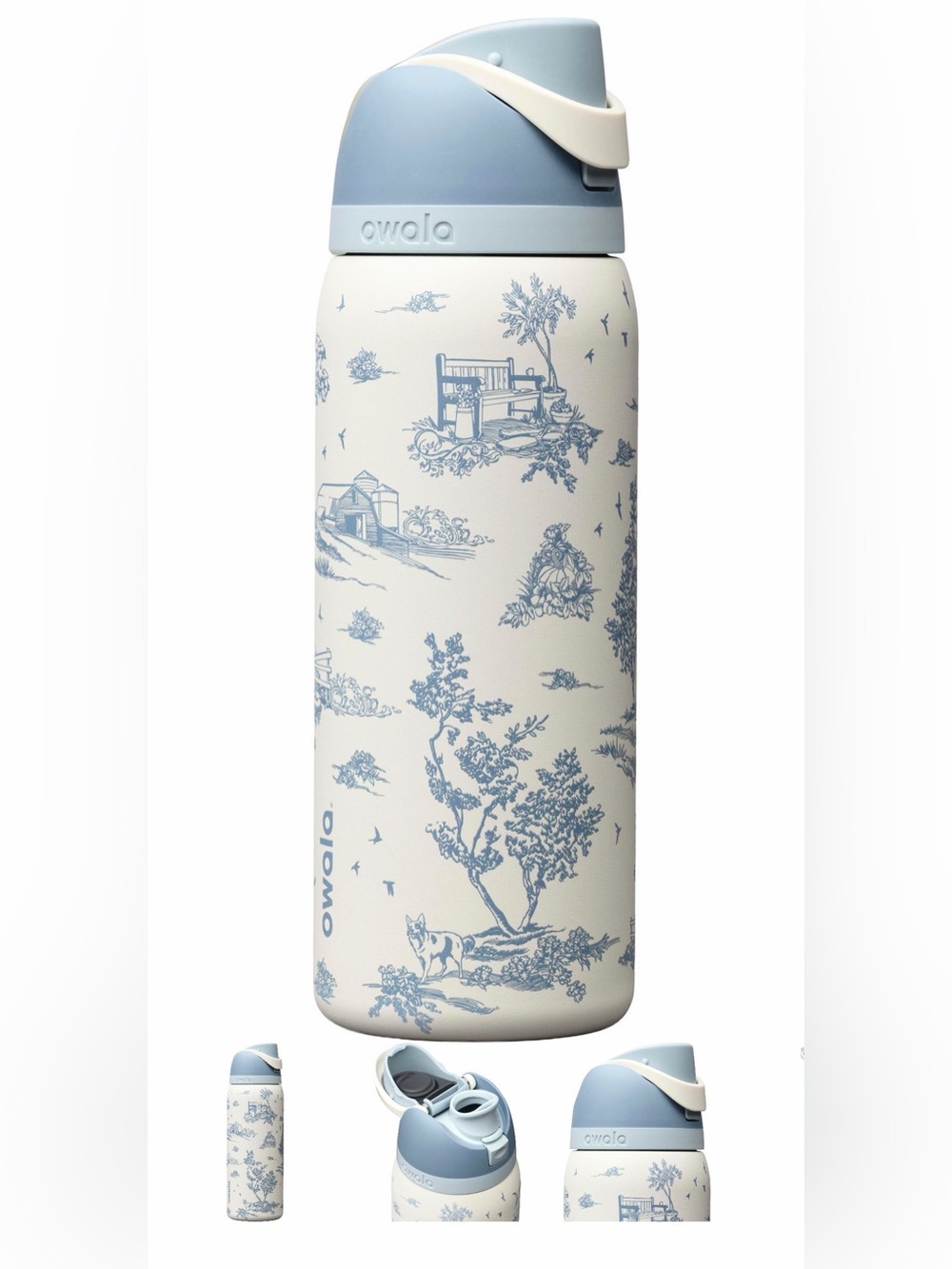 Owala Toile be home Stainless Water Bottle - Light Blue/White